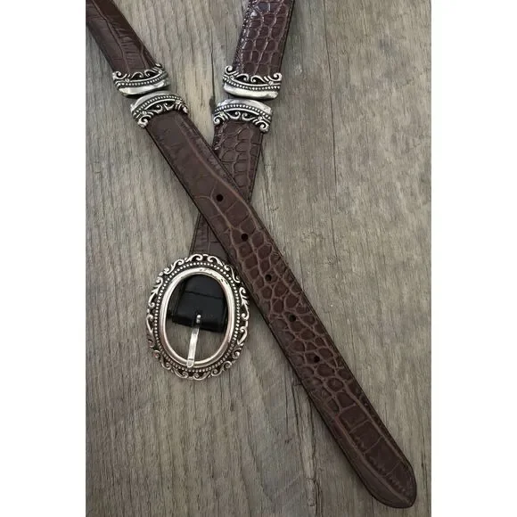 Vintage Brighton Brown & Black Reversible Leather Belt Size M 36" - Picture 7 of 7